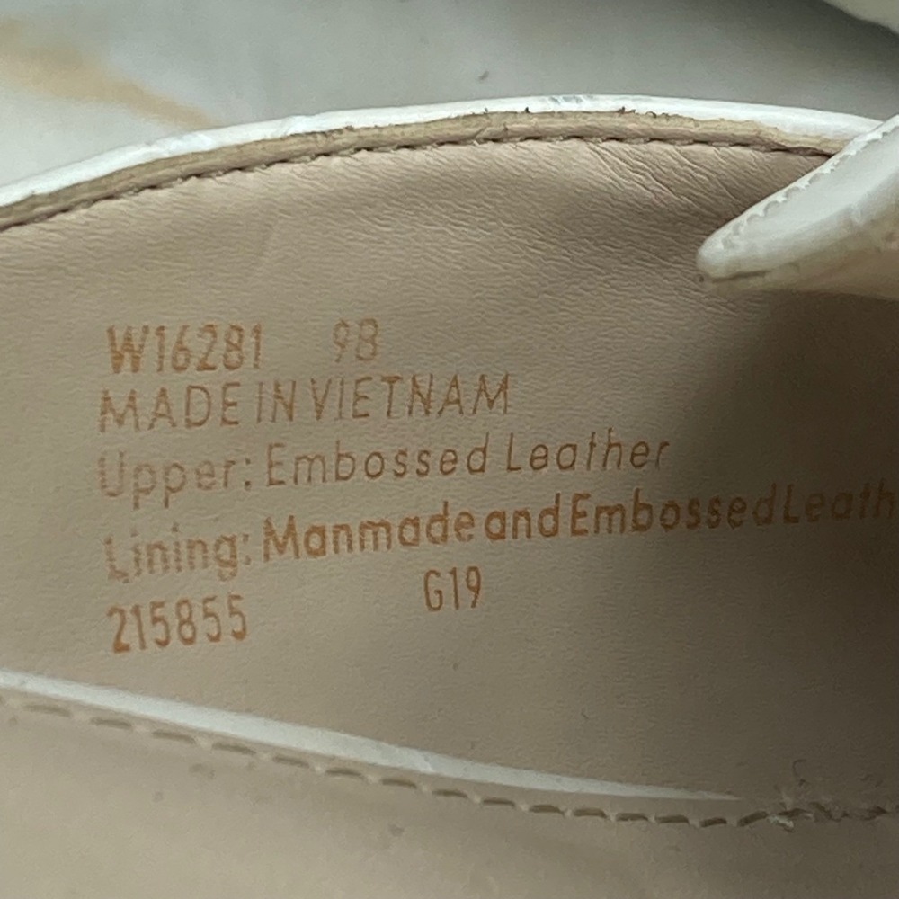 Cole Haan Grand.OS Croc Embossed Leather Pointed Toe Mules Womens 9 Ivory Flats - Picture 2 of 4